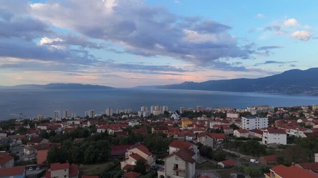 Aerial view of the coastal city of Rijeka Croatia.