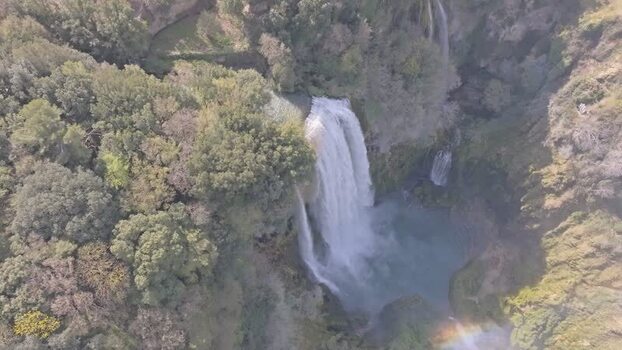 Aerial view of Marmore Falls in Terni Italy.