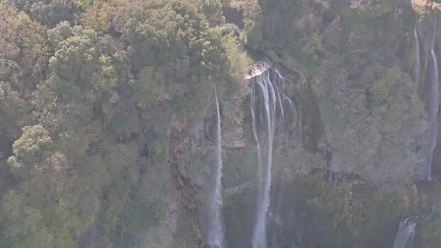 Aerial view of Marmore Falls in Terni Italy.