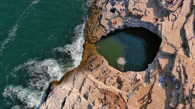Aerial view of Giola natural pool in Thasos Greece. Aerial view of Giola natural pool in Thasos Greece.
