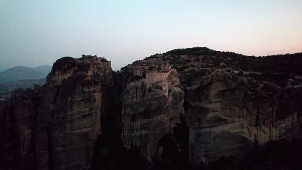 Aerial view of Meteora monasteries on rock formations Greece. Aerial view of Meteora monasteries on rock formations Greece.