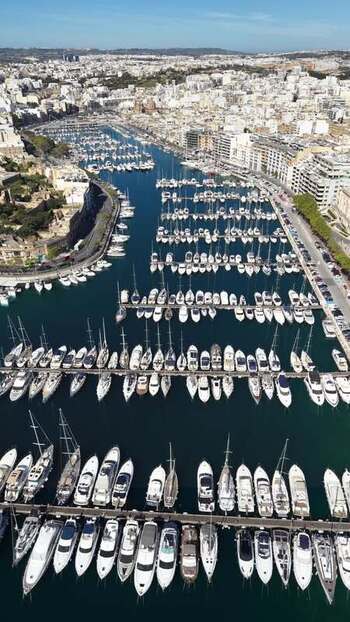 Aerial view of yachts docked in the marina at Ta Xbiex Malta. Aerial view of yachts docked in the marina at Ta Xbiex Malta.