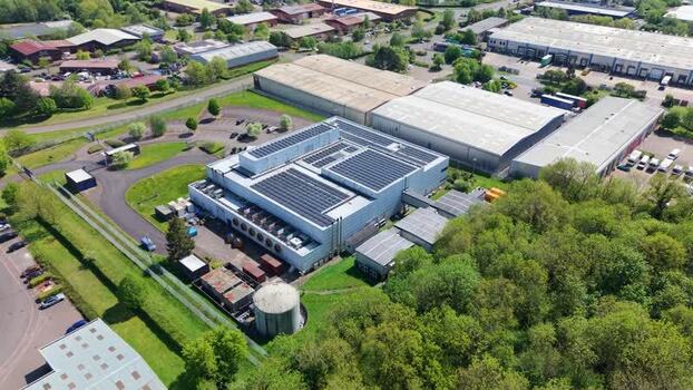 Aerial view of a data center in Wellingborough United Kingdom. Aerial view of a data center in Wellingborough United Kingdom.