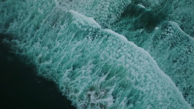 Aerial view of crashing ocean waves at La Jolla Cove United States.
