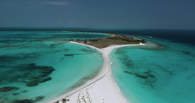 Aerial view of Los Roques archipelago in Venezuela.