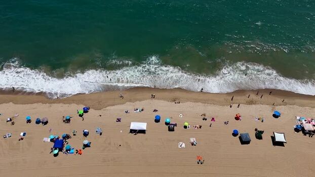 Aerial view of Will Rogers State Beach in Los Angeles United States. Aerial view of Will Rogers State Beach in Los Angeles United States.