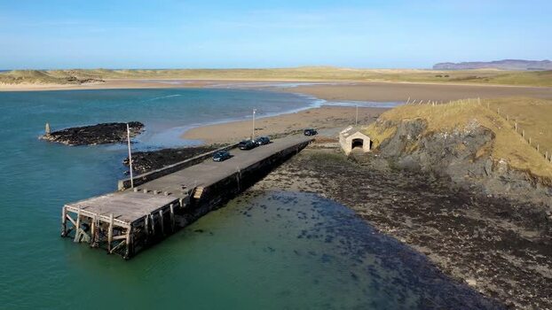 Aerial view of Portnablagh pier in County Donegal Ireland.