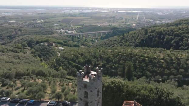 Aerial view of Chiesa di San Pantaleone in Pieve a Elici Italy. Aerial view of Chiesa di San Pantaleone in Pieve a Elici Italy.