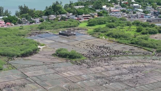 Aerial view of Salines de Yemen Tamarin salt pans Mauritius. Aerial view of Salines de Yemen Tamarin salt pans Mauritius.