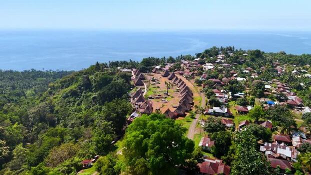 Aerial view of Kampung Adat Nggela traditional village Indonesia. Aerial view of Kampung Adat Nggela traditional village Indonesia.