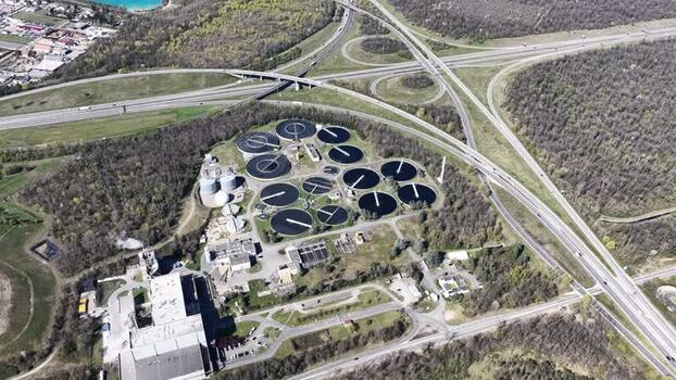 Aerial view of Water Treatment Plant France.