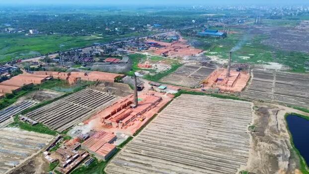 Aerial view of brick kilns Bangladesh. Aerial view of brick kilns Bangladesh.