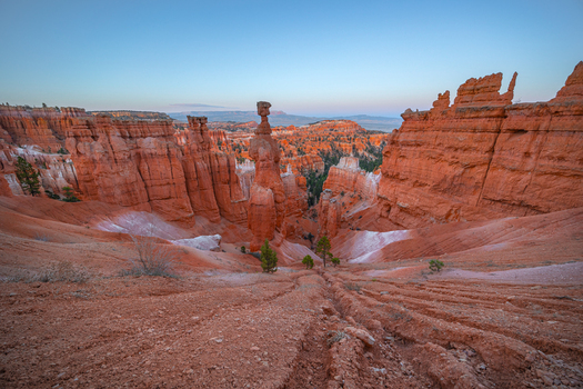 View of Thor s Hammer hoodoo surrounded by iconic red rock formations and desert landscape in Bryce Canyon National Park Utah United States.