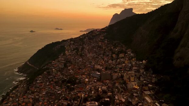 Aerial view of Rocinha favela at sunset in Rio de Janeiro Brazil. Aerial view of Rocinha favela at sunset in Rio de Janeiro Brazil.