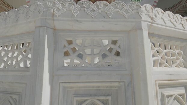 View of intricate marble carvings at Selimiye Mosque Turkiye. View of intricate marble carvings at Selimiye Mosque Turkiye.