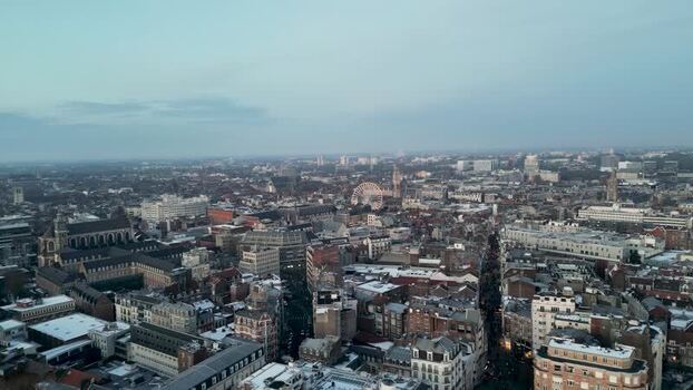 Aerial view of the urban skyline and rooftops of Lille France. Aerial view of the urban skyline and rooftops of Lille France.