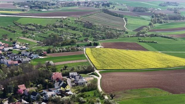 Aerial view of a landscape in Wintzenheim France.