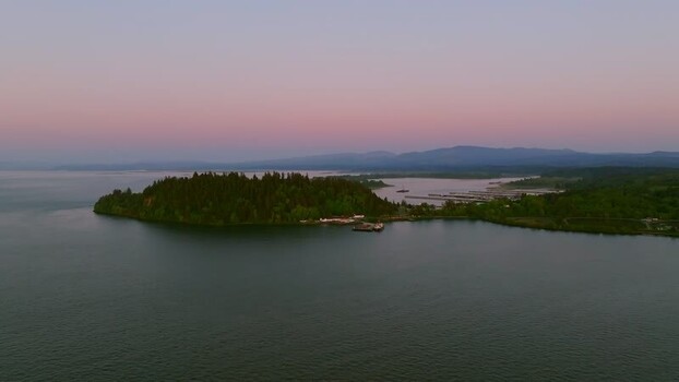 Aerial view of Columbia River near Astoria United States.