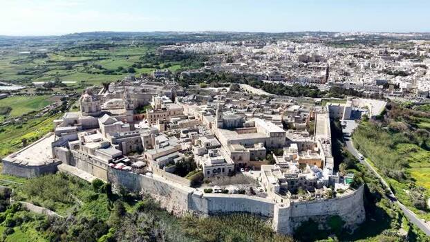Aerial view of the fortified city of Mdina Malta. Aerial view of the fortified city of Mdina Malta.