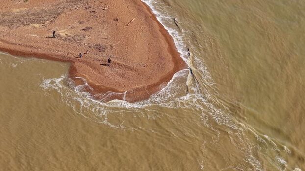 Aerial view of Felixstowe crossing to Bawdsey United Kingdom.