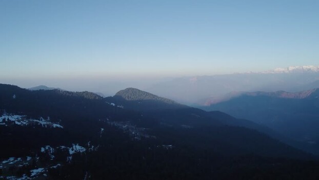 Aerial view of Chopta Tungnath mountains India.