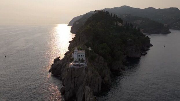 Aerial view of Castello Brown in Portofino Italy. Aerial view of Castello Brown in Portofino Italy.