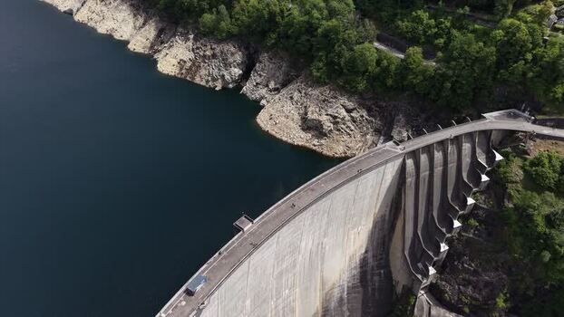Aerial view of the Verzasca Dam in Gordola Switzerland.