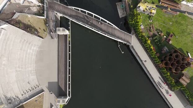 Aerial view of Opera Nova and footbridge Poland. Aerial view of Opera Nova and footbridge Poland.