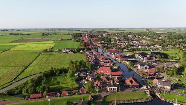 Aerial view of the historic town of Workum Netherlands.