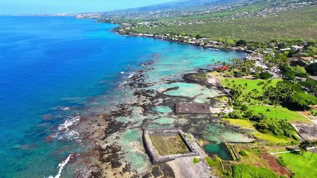 Aerial view of Kahalu u Beach Park in Hawaii United States.