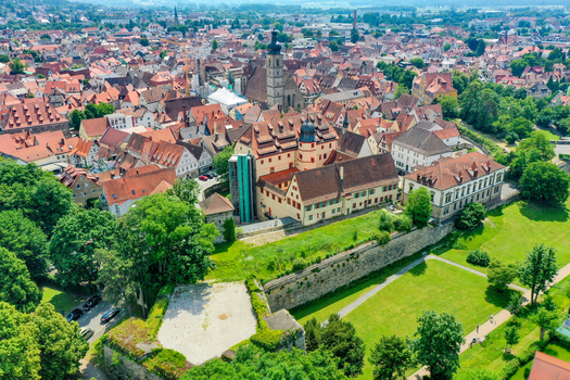 Aerial view of Forchheim Castle and the historic old town with red roofed houses and St. Martin s Church tower in Forchheim Bayern Germany. Aerial view of Forchheim Castle and the historic old town with red roofed houses and St. Martin s Church tower in Forchheim Bayern Germany.