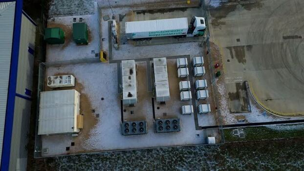 Aerial view of CNG pumps in Corby United Kingdom.