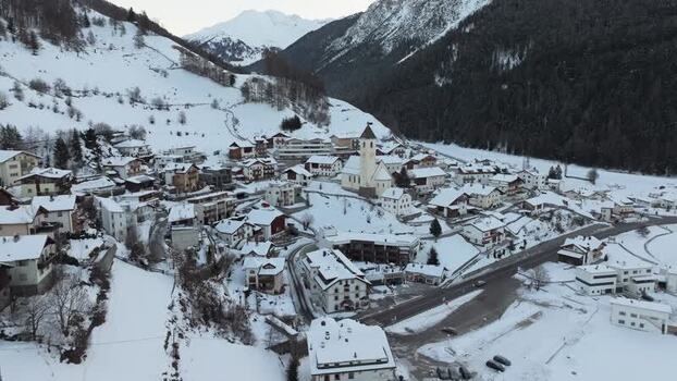 Aerial view of Graun im Vinschgau village in winter Italy. Aerial view of Graun im Vinschgau village in winter Italy.