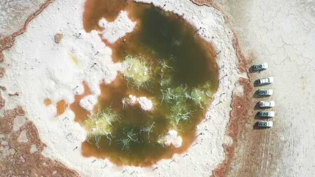 Aerial view of mineral pools in the Danakil Desert Ethiopia. Aerial view of mineral pools in the Danakil Desert Ethiopia.