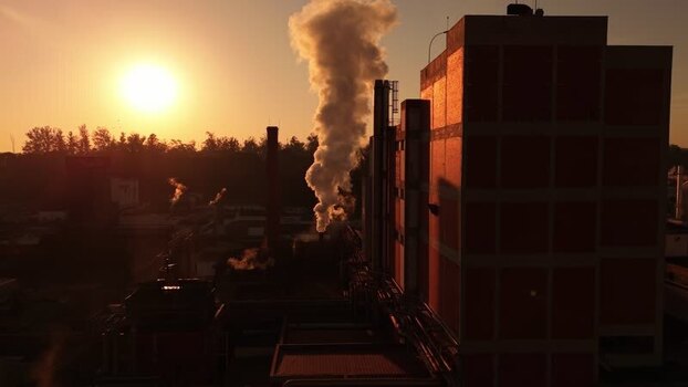 Aerial view of industrial factory at sunset Brazil. Aerial view of industrial factory at sunset Brazil.