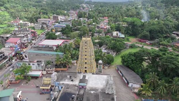 Aerial view of the Hindu temple in Kandy Sri Lanka.