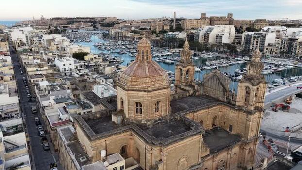 Aerial view of St. Joseph s Parish Church and Msida Marina Malta. Aerial view of St. Joseph s Parish Church and Msida Marina Malta.