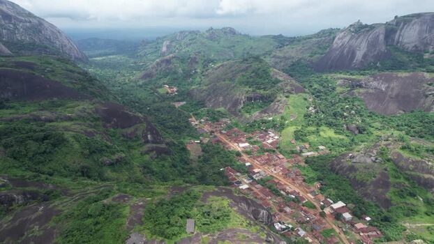 Aerial view of Idanre Hills in Nigeria.