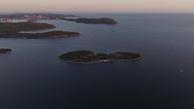 Aerial view of Brijuni National Park islands in Croatia.