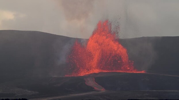 View of a volcanic eruption United States.