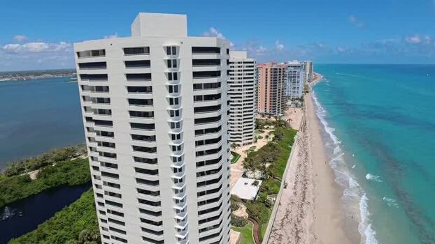 Aerial view of Singer Island buildings and coastline United States. Aerial view of Singer Island buildings and coastline United States.