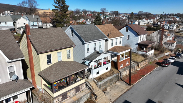 Aerial view of a residential street in Altoona Pennsylvania United States.