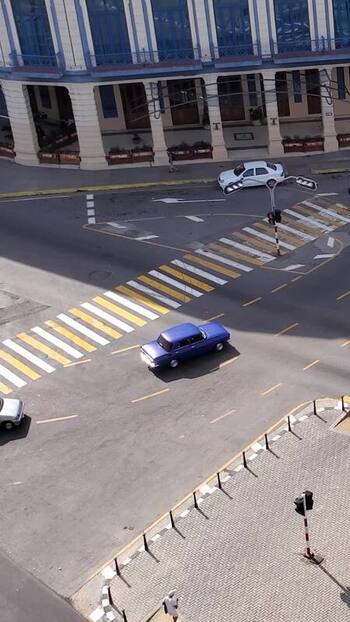 Aerial view of Paseo del Prado intersection in Havana Cuba.