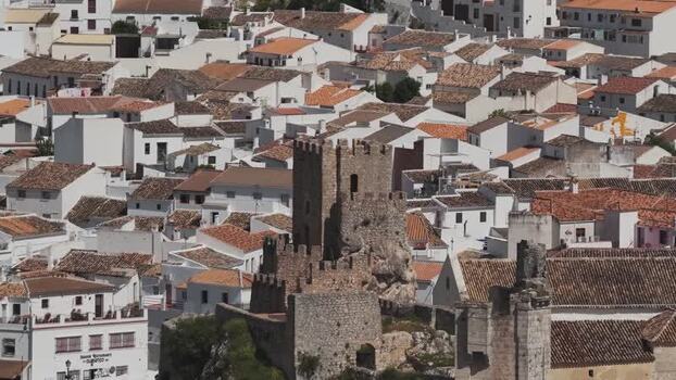 Aerial view of the historic castle in Zuheros Spain.