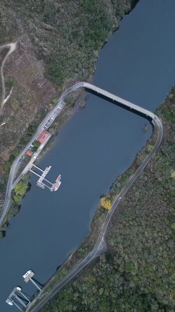Aerial view of bridge over river Spain. Aerial view of bridge over river Spain.