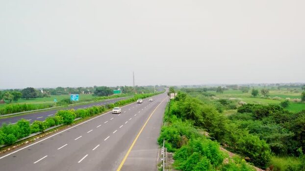 Aerial view of Ganga Expressway Rest Area in Durgaganj India. Aerial view of Ganga Expressway Rest Area in Durgaganj India.