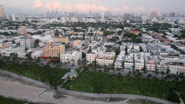 Aerial view of Miami Beach skyline and coastal architecture United States. Aerial view of Miami Beach skyline and coastal architecture United States.