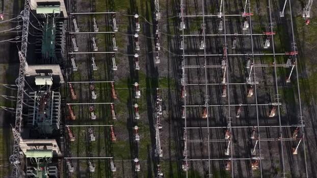 Aerial view of electrical substation Portugal.
