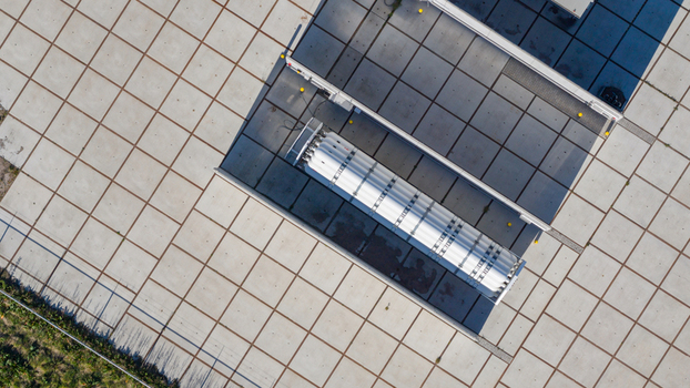 Aerial View of Hydrogen Tube Trailer Filling Station