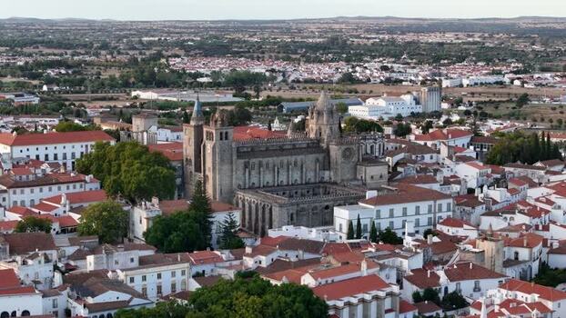 Aerial view of Evora Cathedral in Evora Portugal. Aerial view of Evora Cathedral in Evora Portugal.